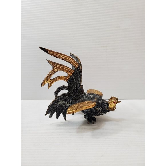 Cockerel figurine Vintage Table Decor brass Tone Metal Rooster, French V… - Picture 1 of 10